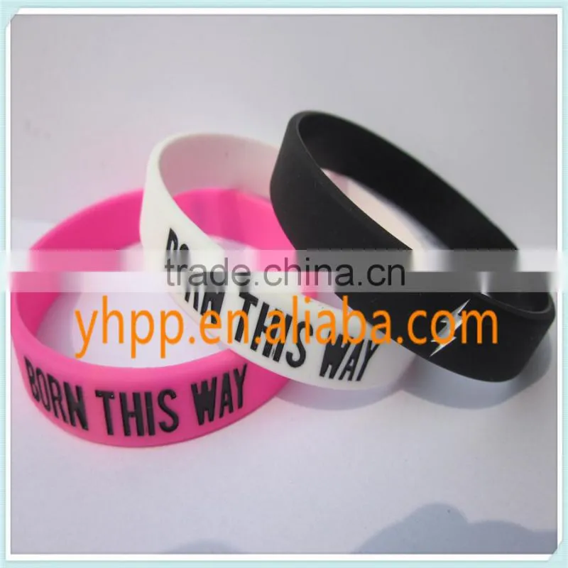 Custom LADY GAGA BORN THIS WAY Skinny Silicone Rubber Wristband Bracelet Band