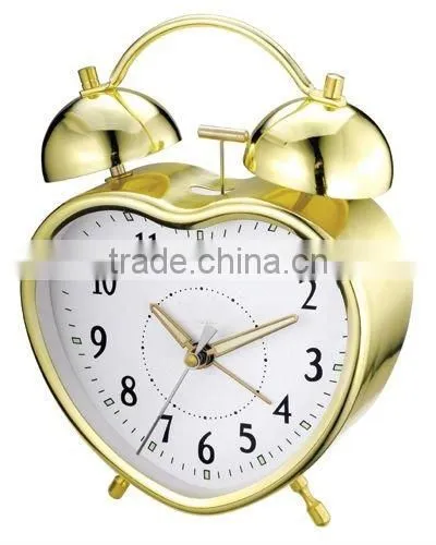 heart shape metal case mechanical alarm clock, desktop clock, Bedside clock, candy color clock
