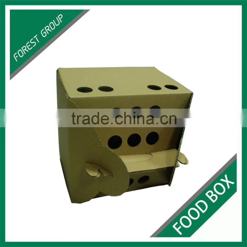 NEW STYLE BROWN PLAIN CORRUGATED FOOD DELIVERY CARTON BOX WITH HANDLES