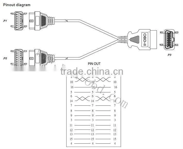 Cable, J1962M to 2 J1962F, Y-Cable, 1ft