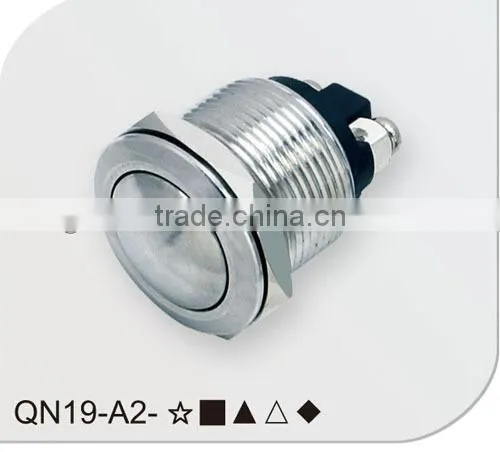 Round head stainless stell 19mm push button switch