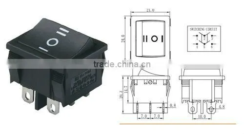 4 pin double pole lamp round rocker switch