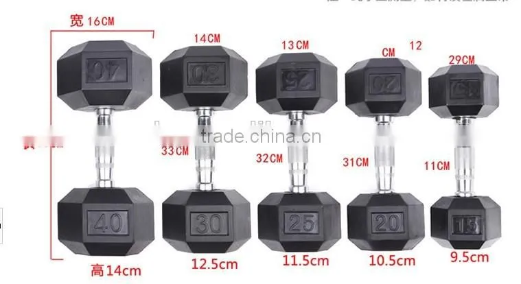 2015 new High Quality Hex rubber dumbbell