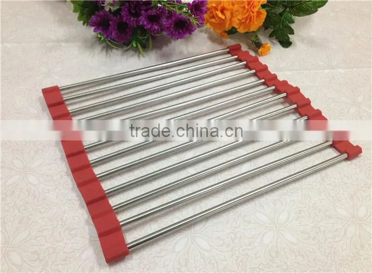New products Stainless Steel Folding Drain Rack -Dish Drying Rack Tray