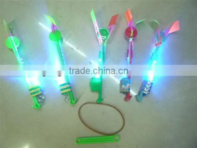 Glow in the dark arrow helicopter night flyer