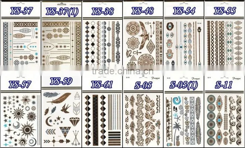 Eco-friendly metallic adult body sexy temporary tattoo sticker