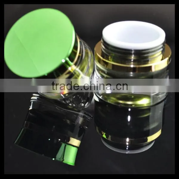 15gm green waist shape acrylic jar