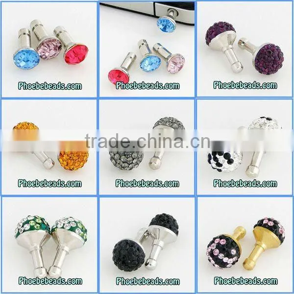 Wholesale 3.5mm Dustproof Plug Iphone Earphone Anti Dust Stopper Ear Cap Micro Pave Crystal Rhinestone For Cell Phone MDP-P1211