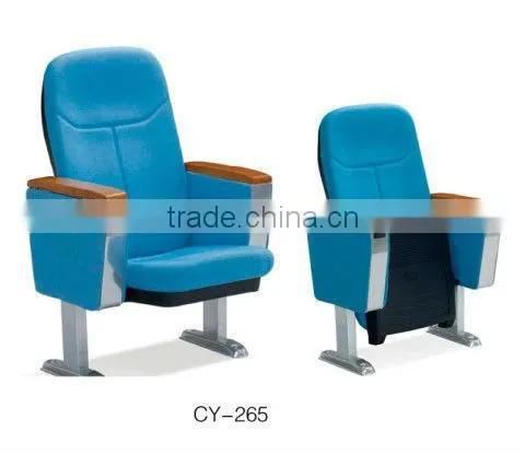 blue fabric metal armrest auditorium chair wooden conference chairCY-265
