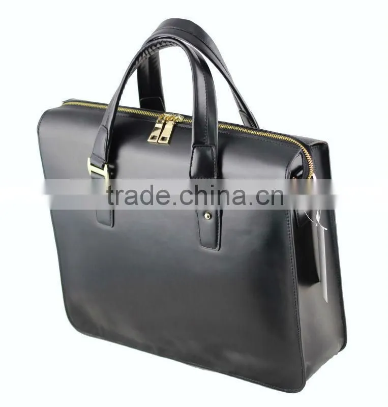 custom made top-quality genuine leather men's briefcase with hot selling metal brand breifcase, genuine leather briefcase
