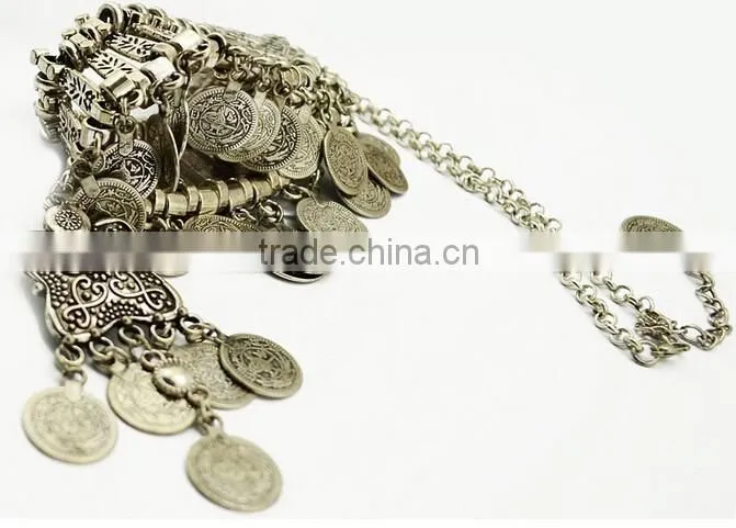 Bohemian Vintage Chunky Punk Tribal Antique Coins Tassels Choker Necklace