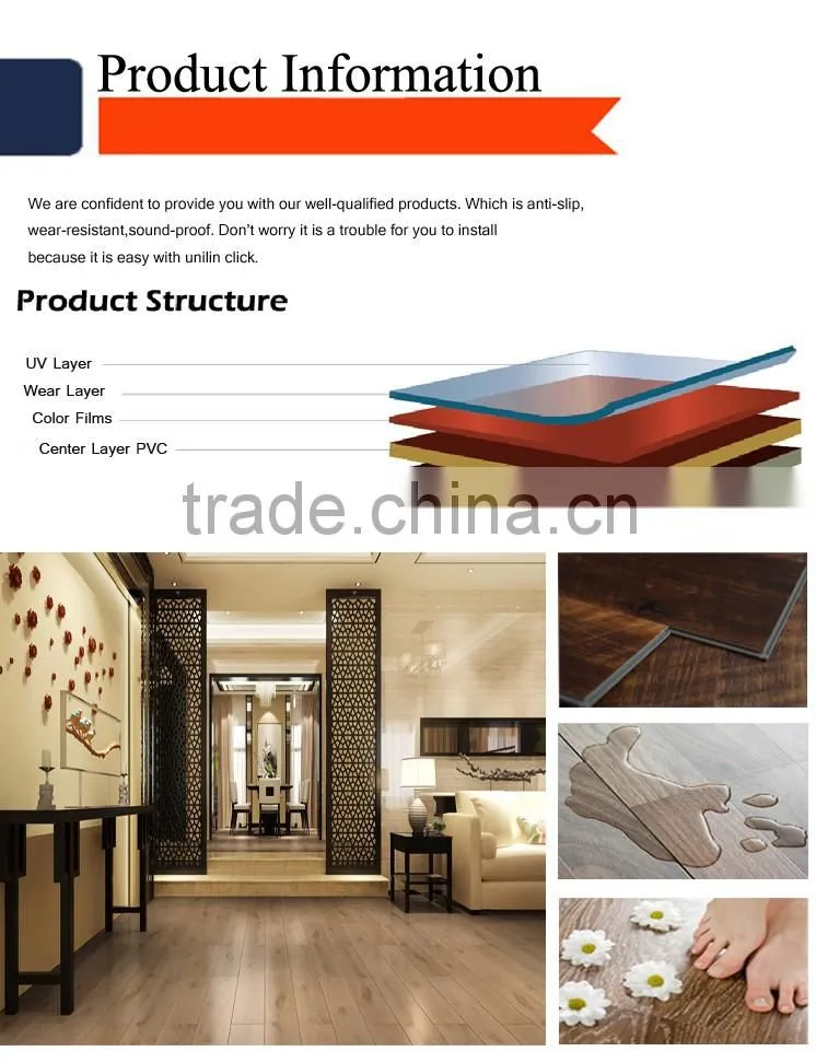 2mm wood texture waterproof plastic recycled pvc flooring