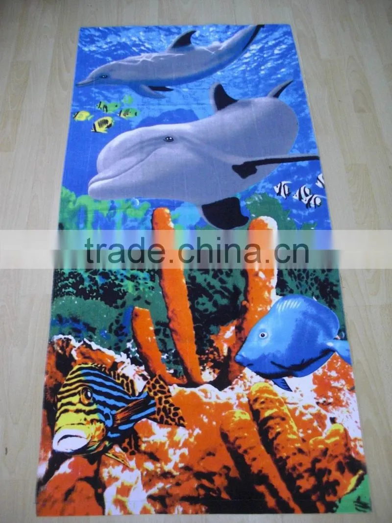 Lovely seaworld terry velour dolphin beach towel reactive printed dolphin beach towel