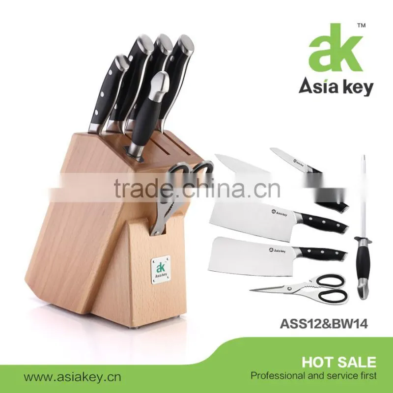 Sharp blade knife set for kitchen wooden handle acrylic block