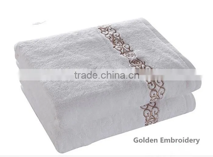 Egyptian Cotton Wholesale Factory Price White Hotel Embroidery Bath Towels