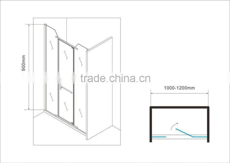 Wall to Wall 8 mm Glass Frameless Shower Enclosure Easy Clean Glass EX-414