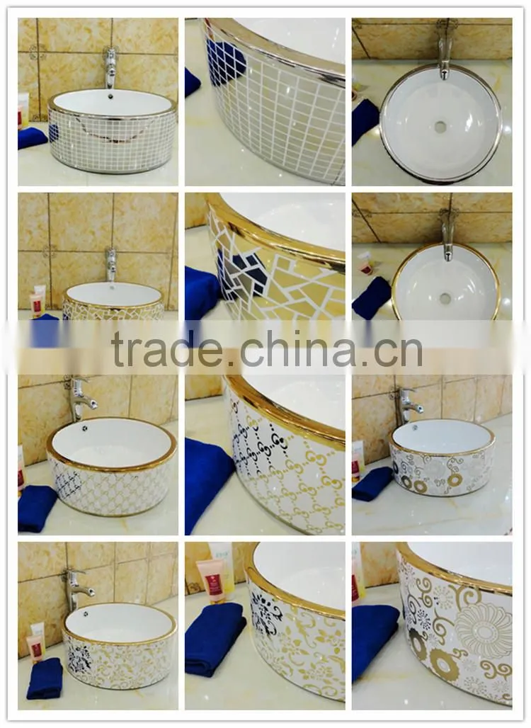 hot sale in alibaba ceramic golden color wash basin