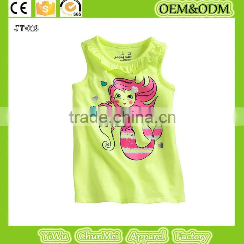 2015 new kids t-shirt 100% cotton t-shirt girl t-shirt Mermaid t -shirt child t-shirt