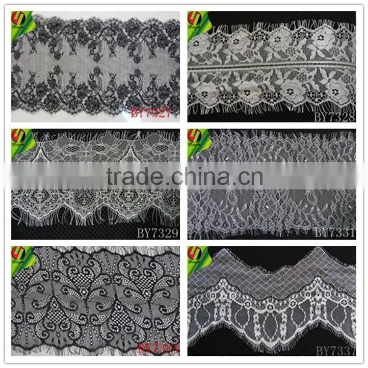 Factory direct cash #BY7509 black nylon eyelash fabric for wedding dresses