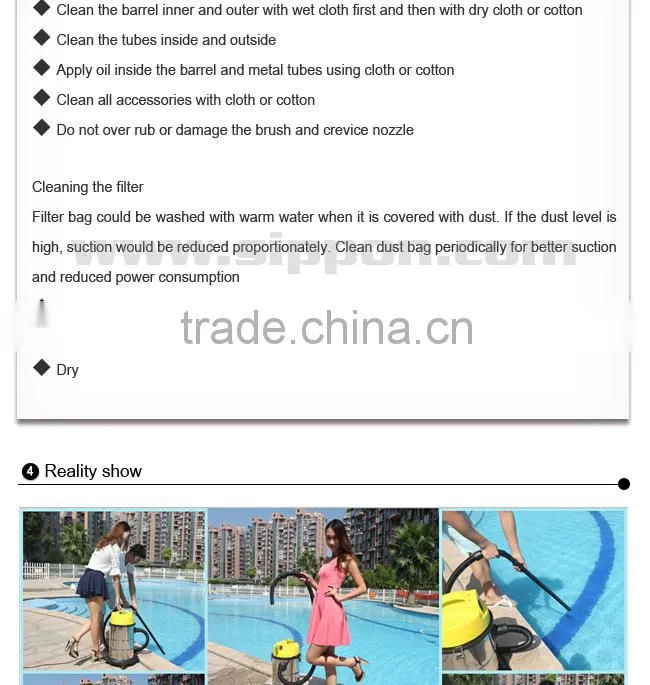 Stainless Steel Barrel Wet&Dry Vacuum Cleaner For House Cleaning