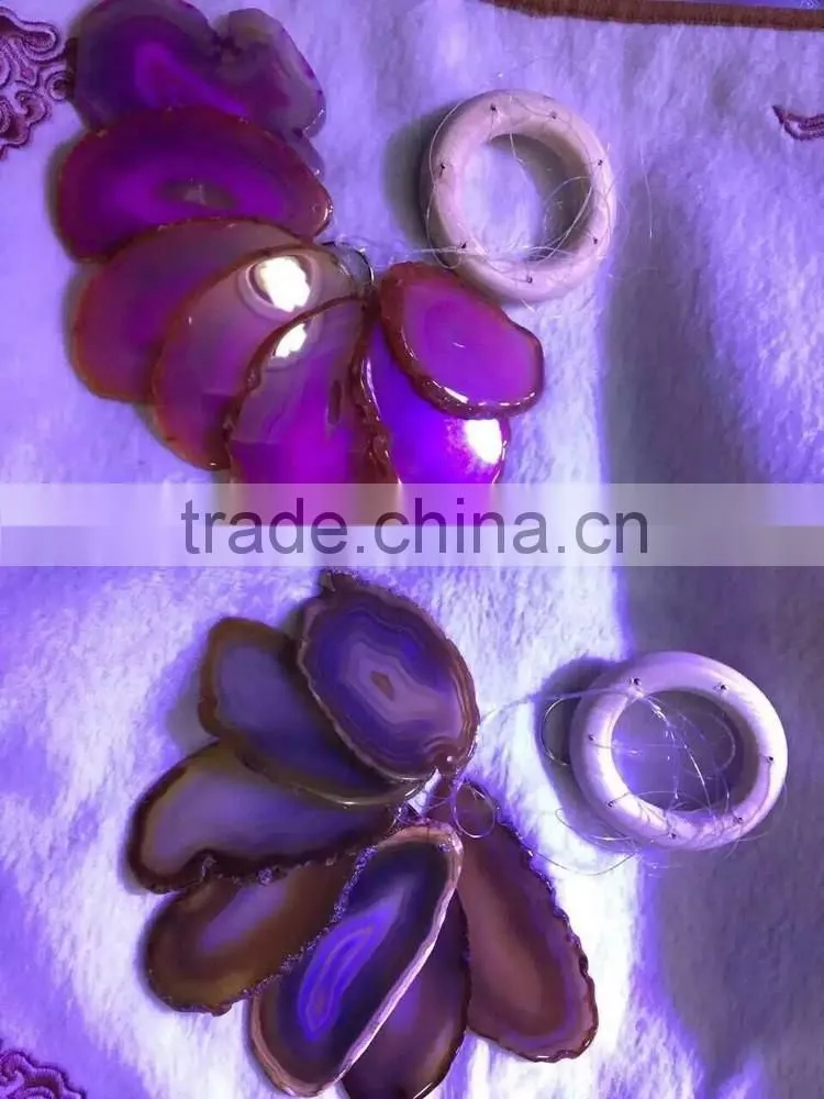Natural Agate Slices Windbell for Decor Gemstones Wind Chimes