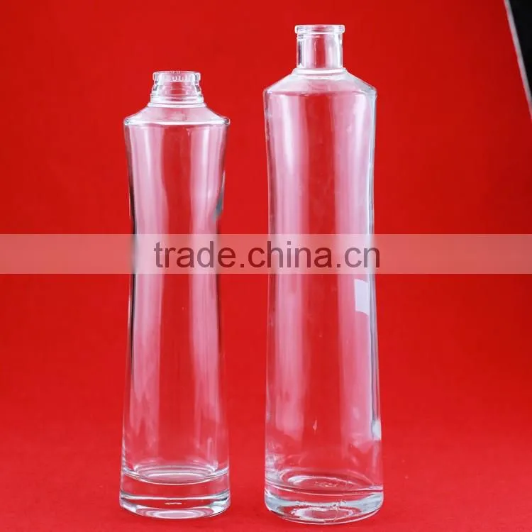 Professional Customized glass printing bottles cork cylinder glass wine bottles 750ml striangle shape bottles