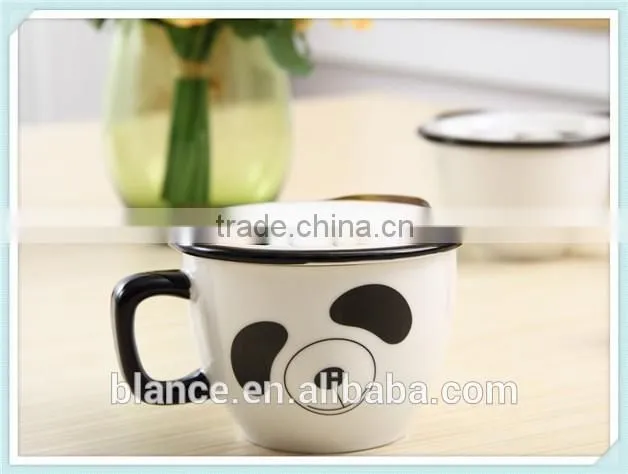 ceramic cute panda mug with panda face shape