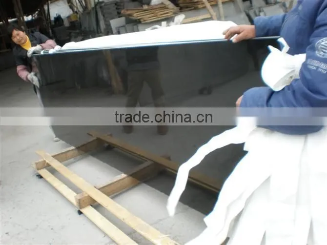 Polished absolute black granite countertop