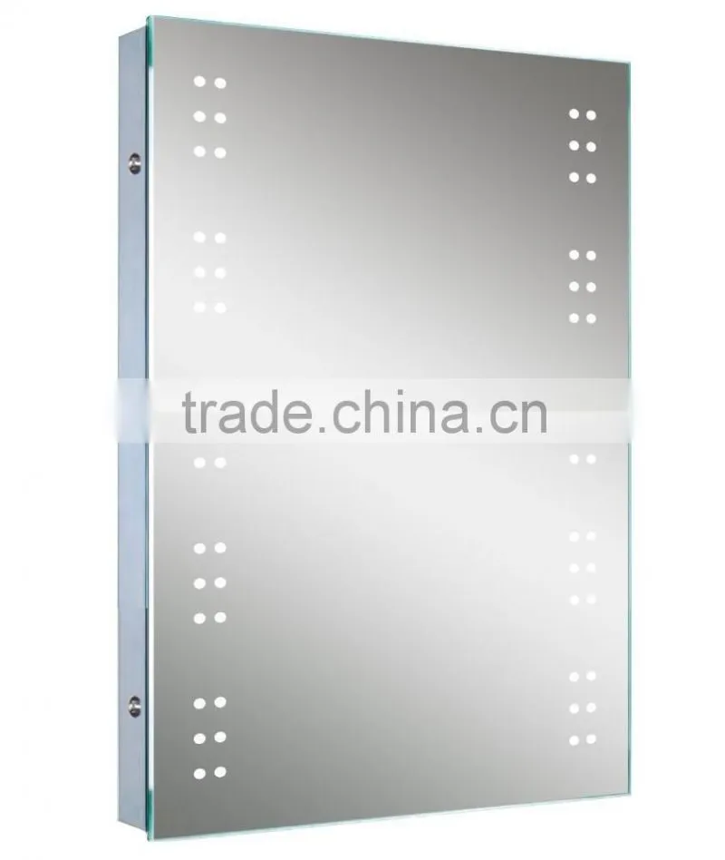 European style Fog free illuminated LED Bathroom shaver sensor mirror cabinet with infrared switch