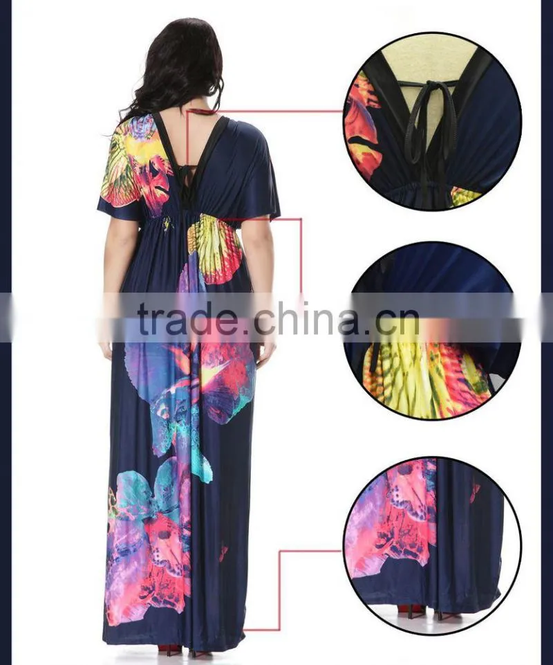 hot sey V collar beach resort beach dress code plus silk dress in summe