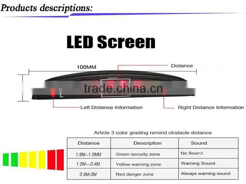 High quality back up led universal car parking sensor with 4 probes for car reversing