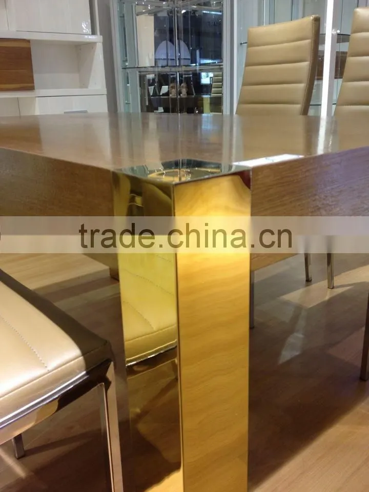 mdf top dining table with stainless steel legs