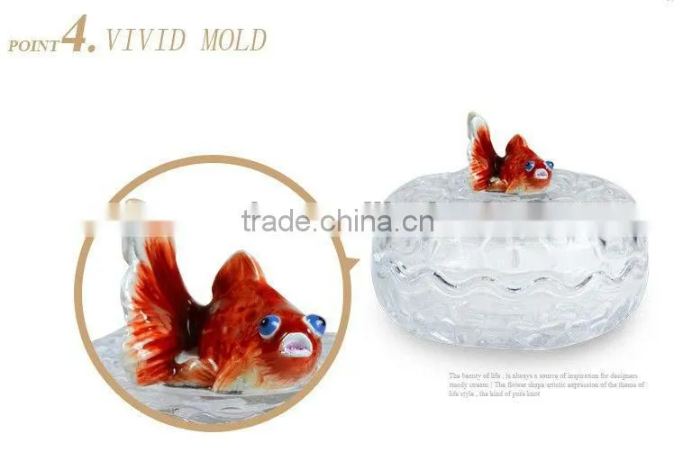RORO gold fish enamel crystal glass candy holder