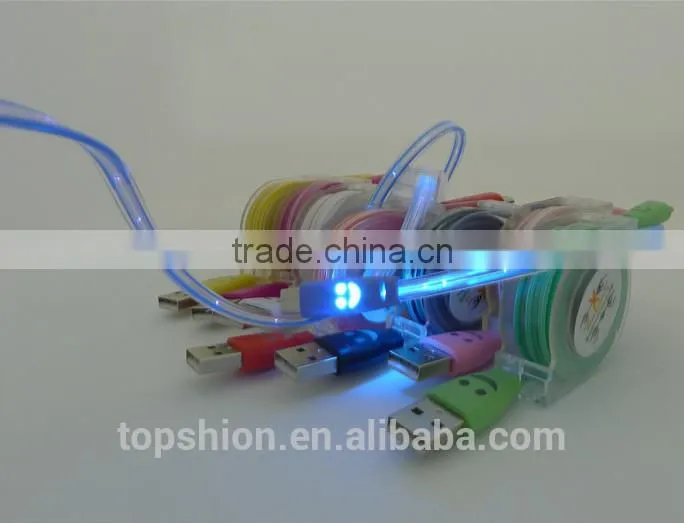 Bling bling micro led light universal usb cable charger