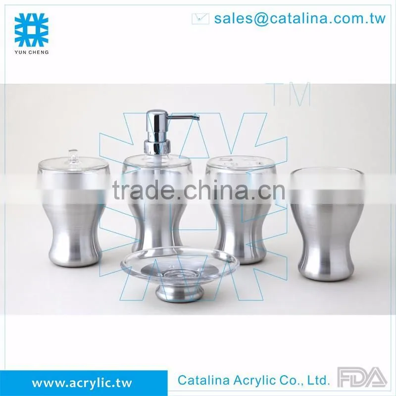 Set or Separate of Tumbler Lotion Dispenser Cotton Jar Soap Dish Acrylic Diamond Bathroom Supplies with Serving Tray
