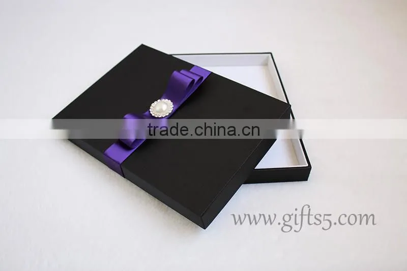 Handmade Black wedding invitation packaging boxes