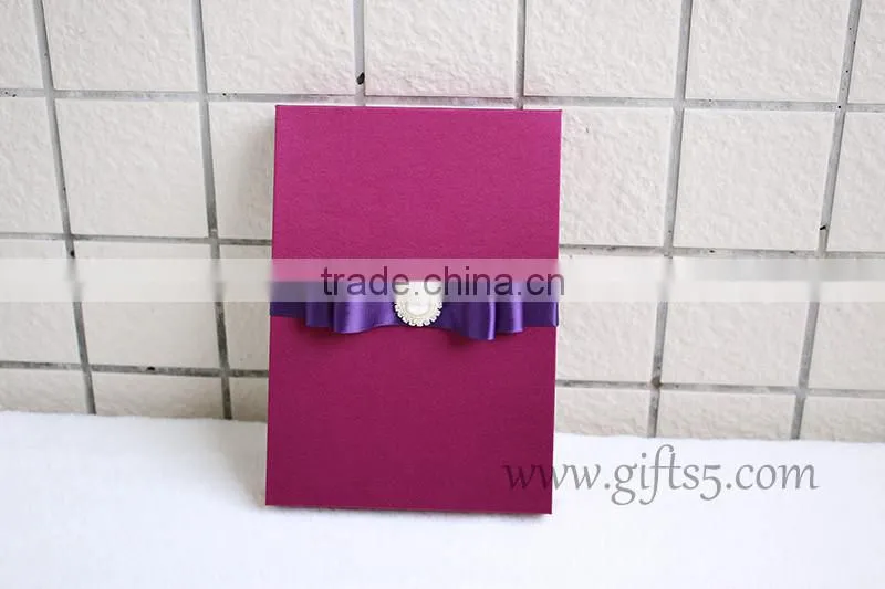 Elegant Burgundy wedding invitation boxes with pearl