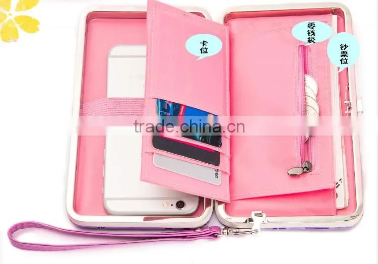 women metal frame wallet with cell phone pocket