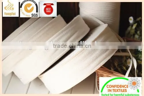 100% Cotton woven edged ribbon off white pure cotton ribbon