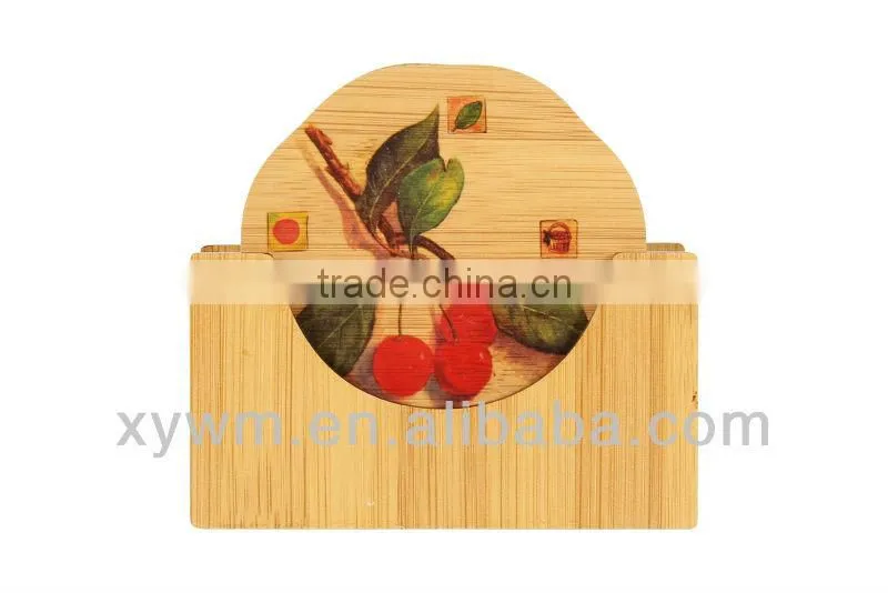 Colorful flower Bamboo Wooden Heating Coaster Kitchen Pad for Pan