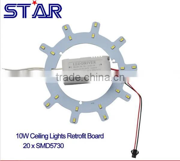 10W SMD5730 pop Indoor round crystal ceiling recessed led drop panel light retrofit board