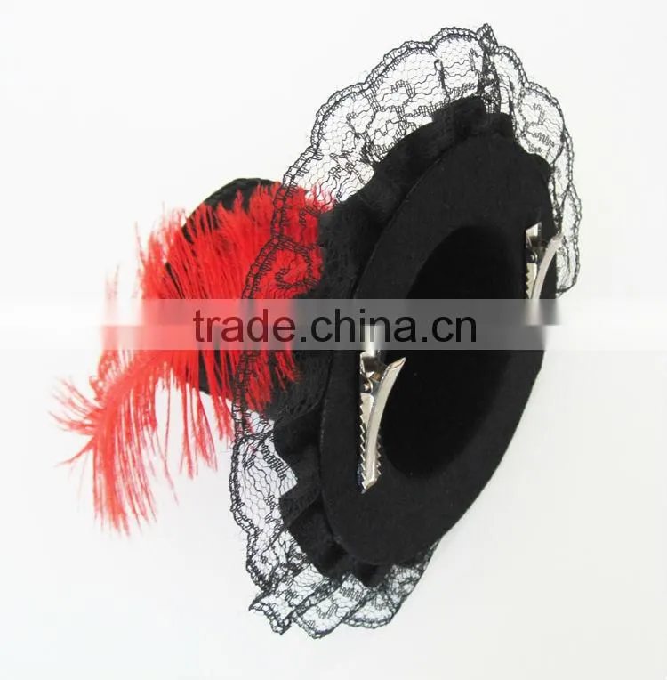 MYLOVE party hat for women red feather rose hat MLGM040