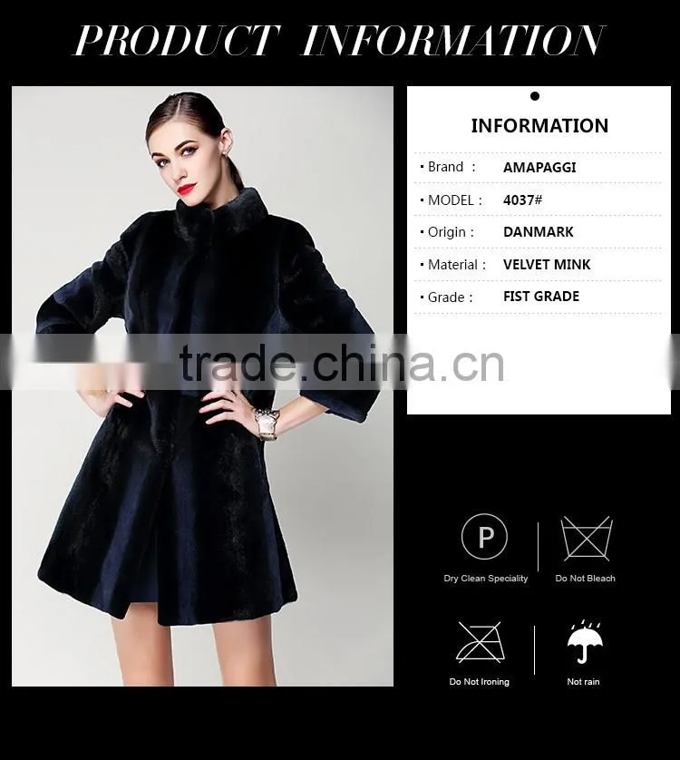 hot sale women long cashmere coat with mink