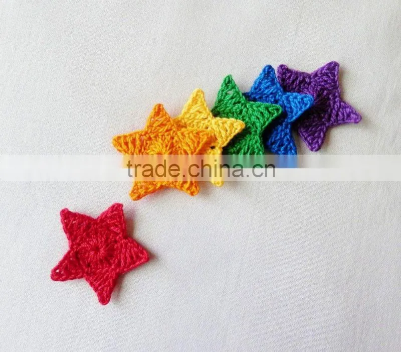 Crochet Multicolor Star Appliques,Supplies,Sewing