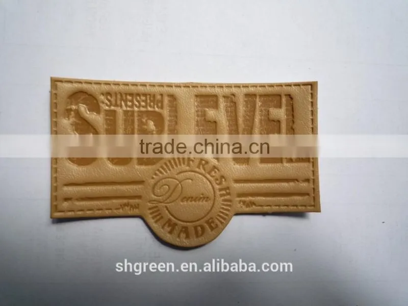 Washable debossed branded leather patch,fake leather label for jeans