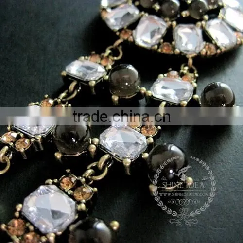 vintage bronze black antique round flower glass cabochon pendant flower fashion chic women statement necklace 6350374