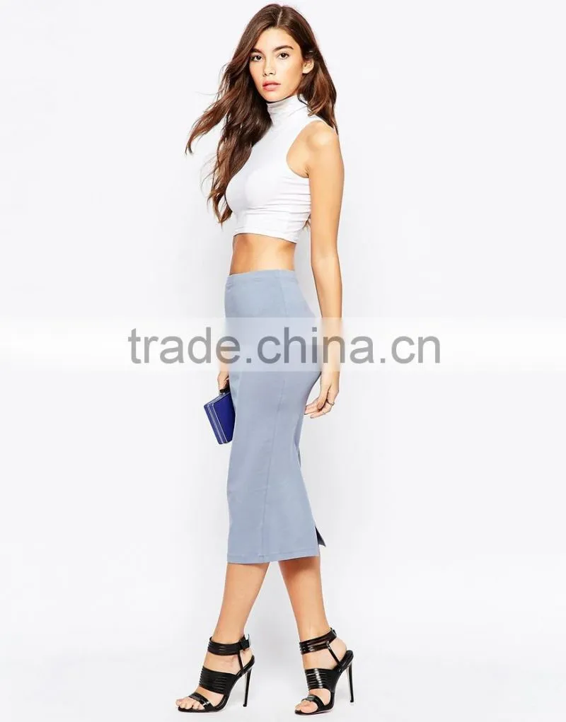 mature lady midi Pencil Skirt Jersey Stretched maxi skirt