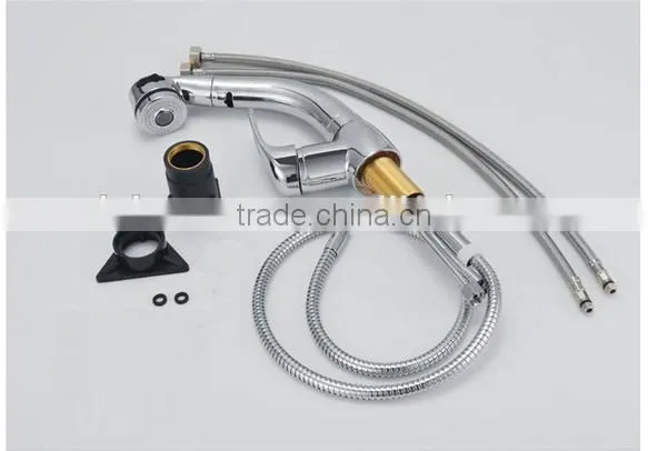 Brass material basin tap, chrome finished kitchen faucets, 1.5m pull out flexible hose wash table