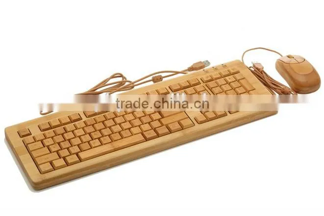 Factory supply 100% Bamboo Handcrafted Keyboard and Mouse Combo, wired and wireless style both available