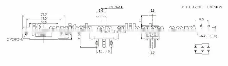 toggle switch cap SS-22F25(2P2T)
